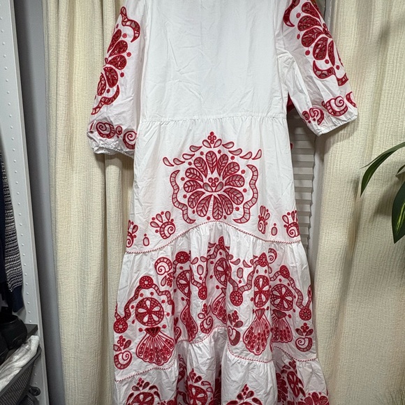 FARM Rio White Maxi Dress with Red Floral Embroidery - Picture 3 of 5